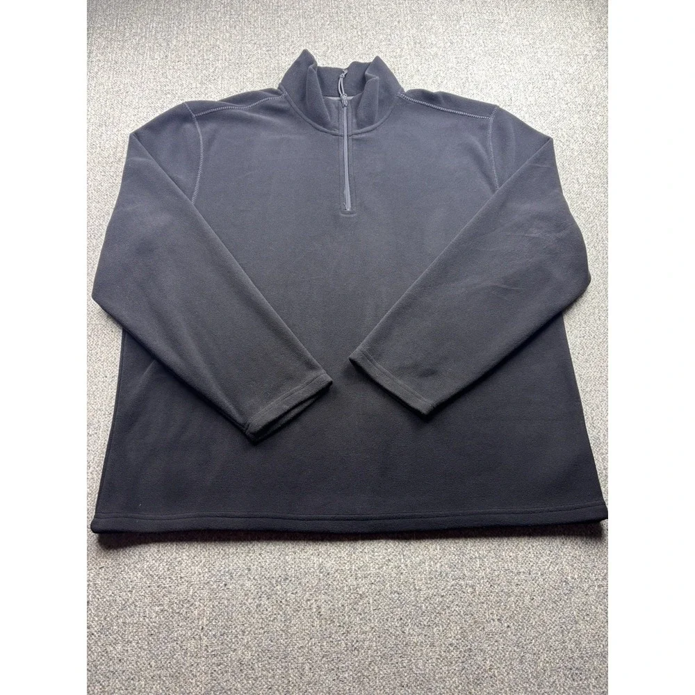 St. Johns Bay Mens Pullover Black Fleece Quarter Zip Mock Neck Long Sleeve‎ Men
